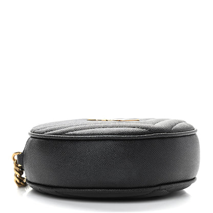 Saint Laurent Grain De Poudre Matelasse Chevron Quilted Round Vinyle Camera Bag Black 4 of 12