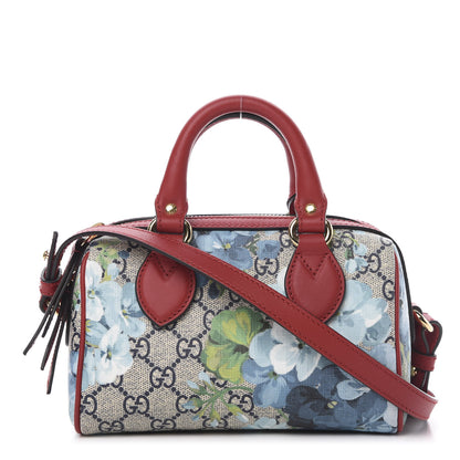 Gucci GG Supreme Monogram Blooms Mini Boston Navy Blue Hibiscus 1 of 11