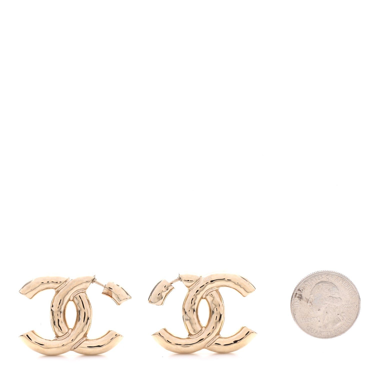 Chanel Metal Large CC Earrings Light Gold 2 of 5