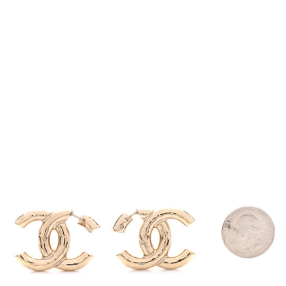 Chanel Metal Large CC Earrings Light Gold 2 of 5