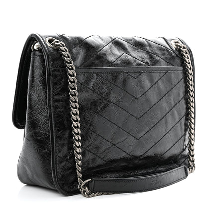 Saint Laurent Crinkled Calfskin Matelasse Monogram Medium Niki Chain Satchel Black 3 of 10
