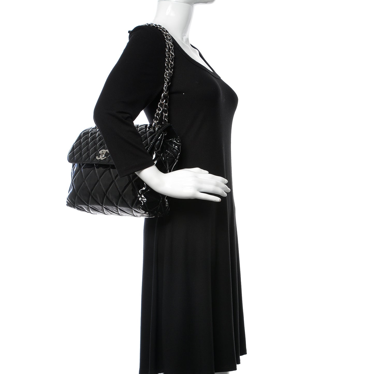 Vinyl Quilted In the Business Flap Bag Black