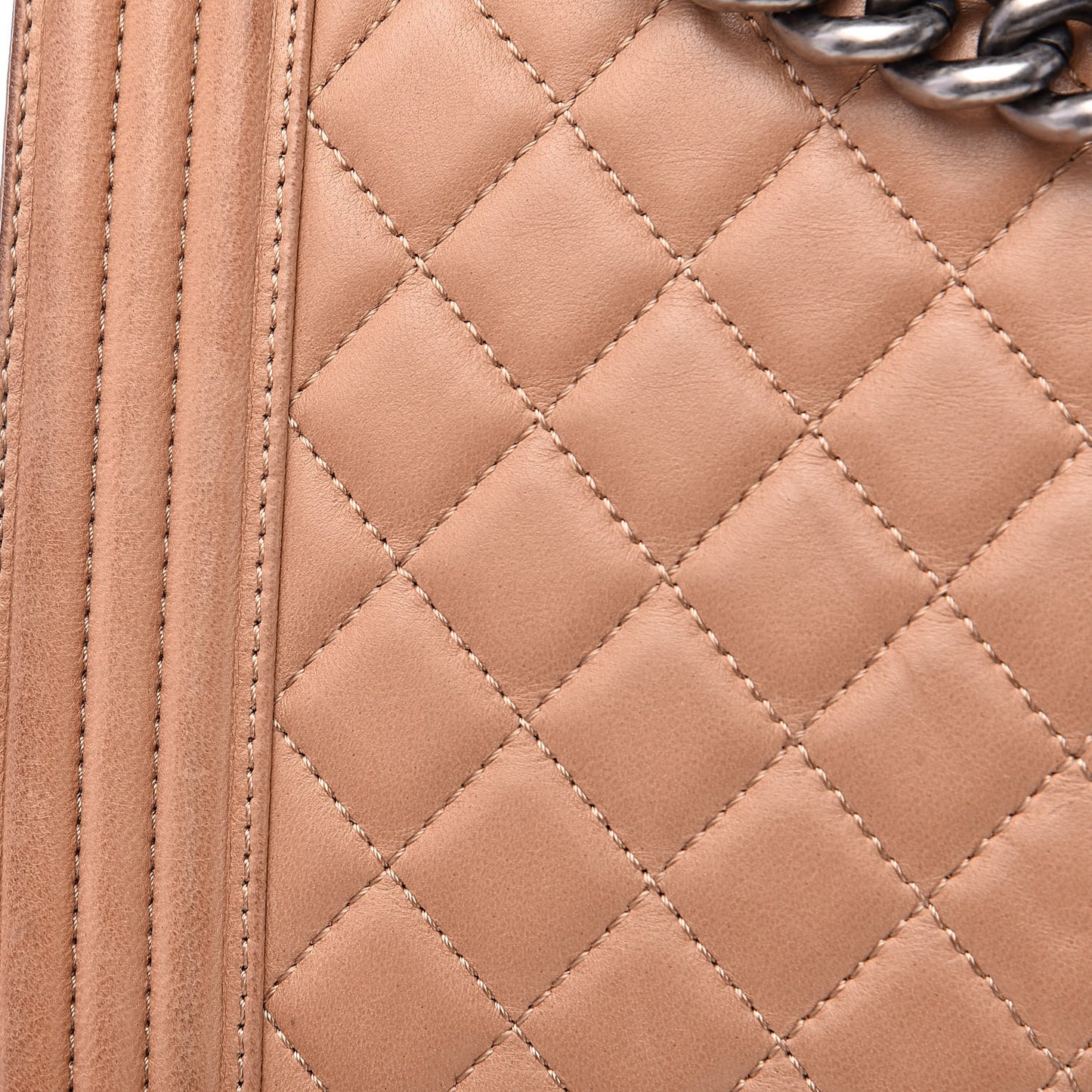 Lambskin Quilted Large Boy Flap Dark Beige