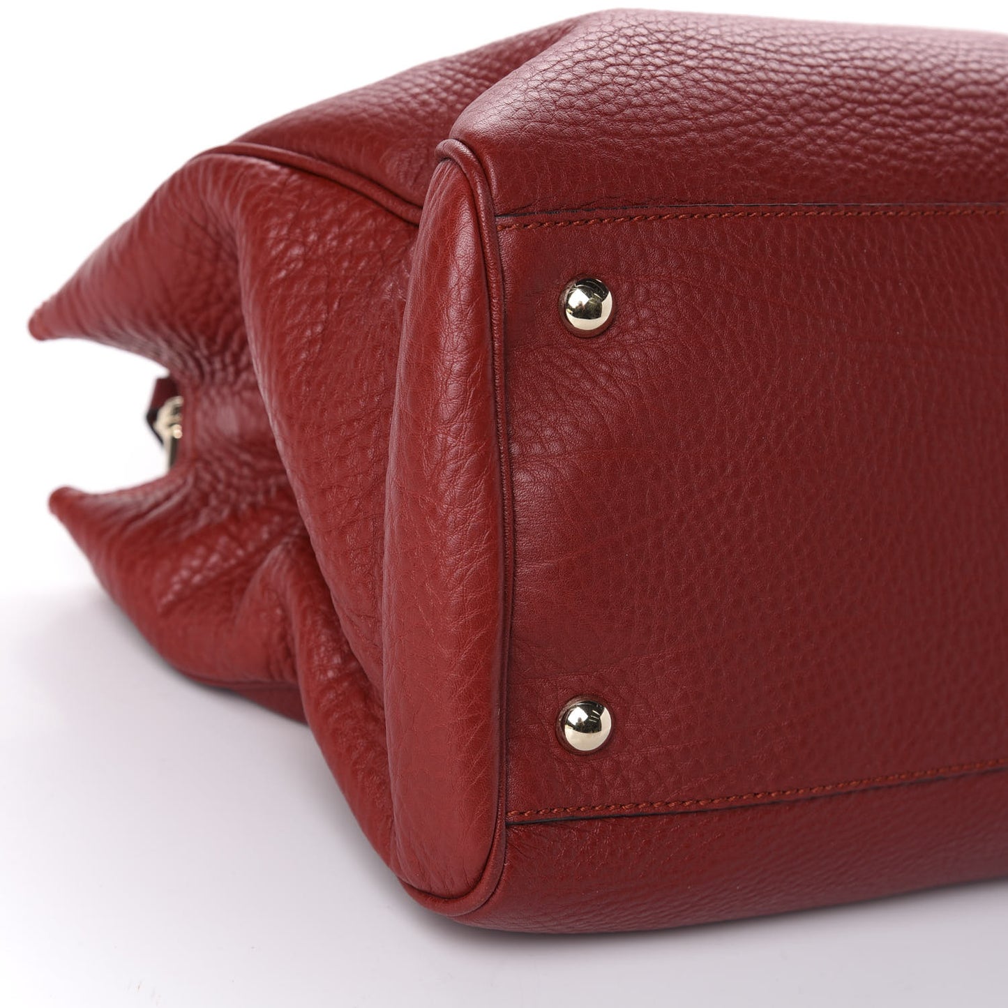 Pebbled Calfskin Medium Bamboo Shopper Tote Red