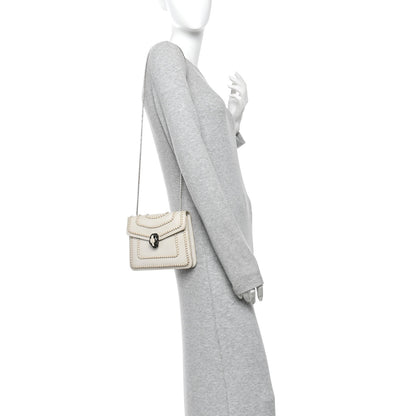 Bulgari Calfskin Woven Chain Serpenti Forever Crossbody Bag White 2 of 9
