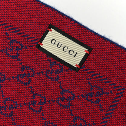 Gucci Wool GG Monogram Reversible New Sten Fringe Scarf Dark Purple Red 3 of 4