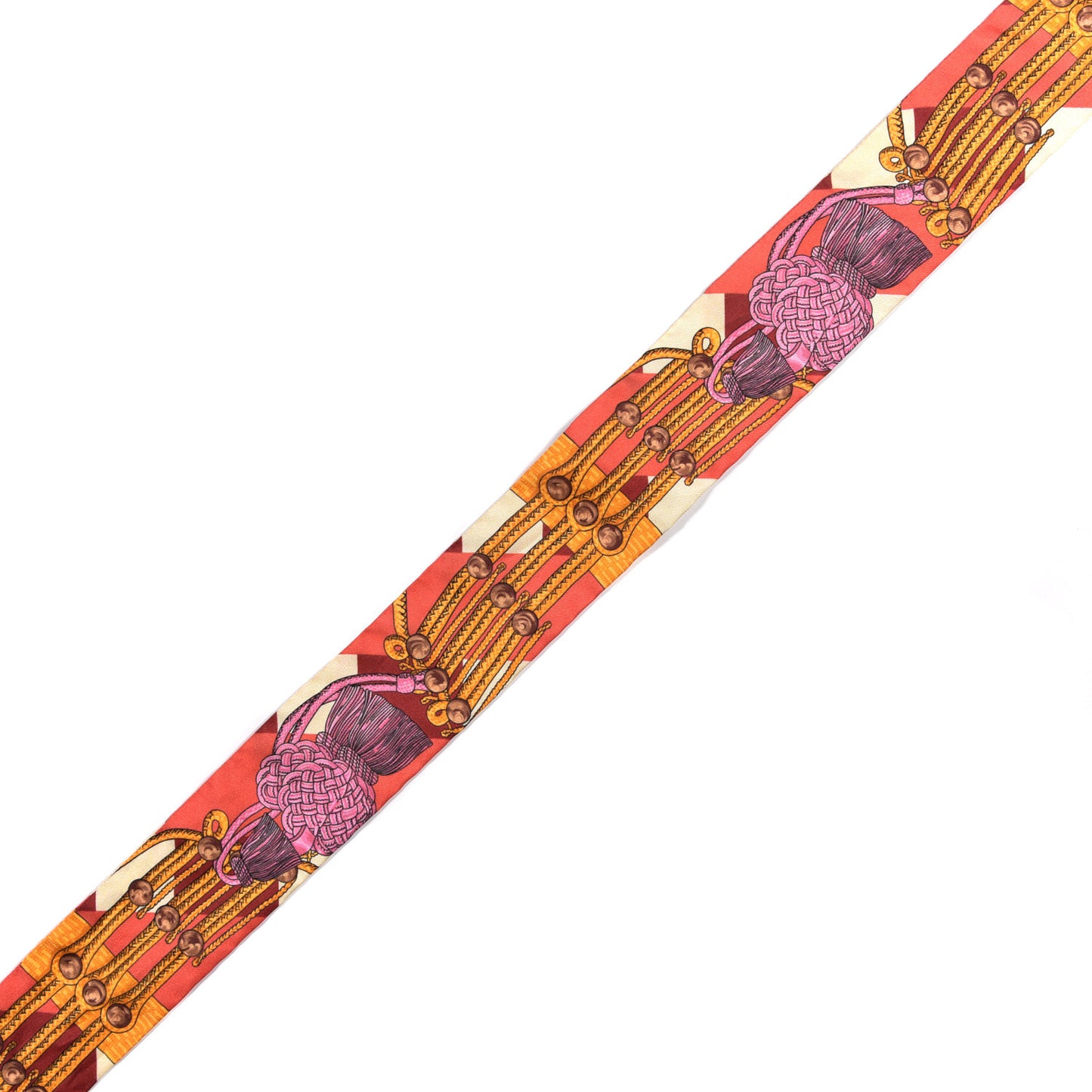 Silk Brandebourgs Twilly Corail Rose Jaune D'Or