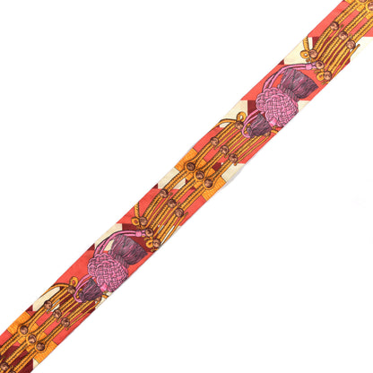 Hermes Silk Brandebourgs Twilly Corail Rose Jaune D'Or 3 of 4