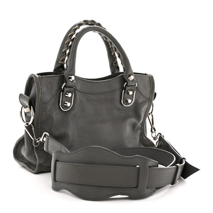 Balenciaga Chevre Silver Metallic Edge Hardware Mini City Bleu Acier 4 of 13