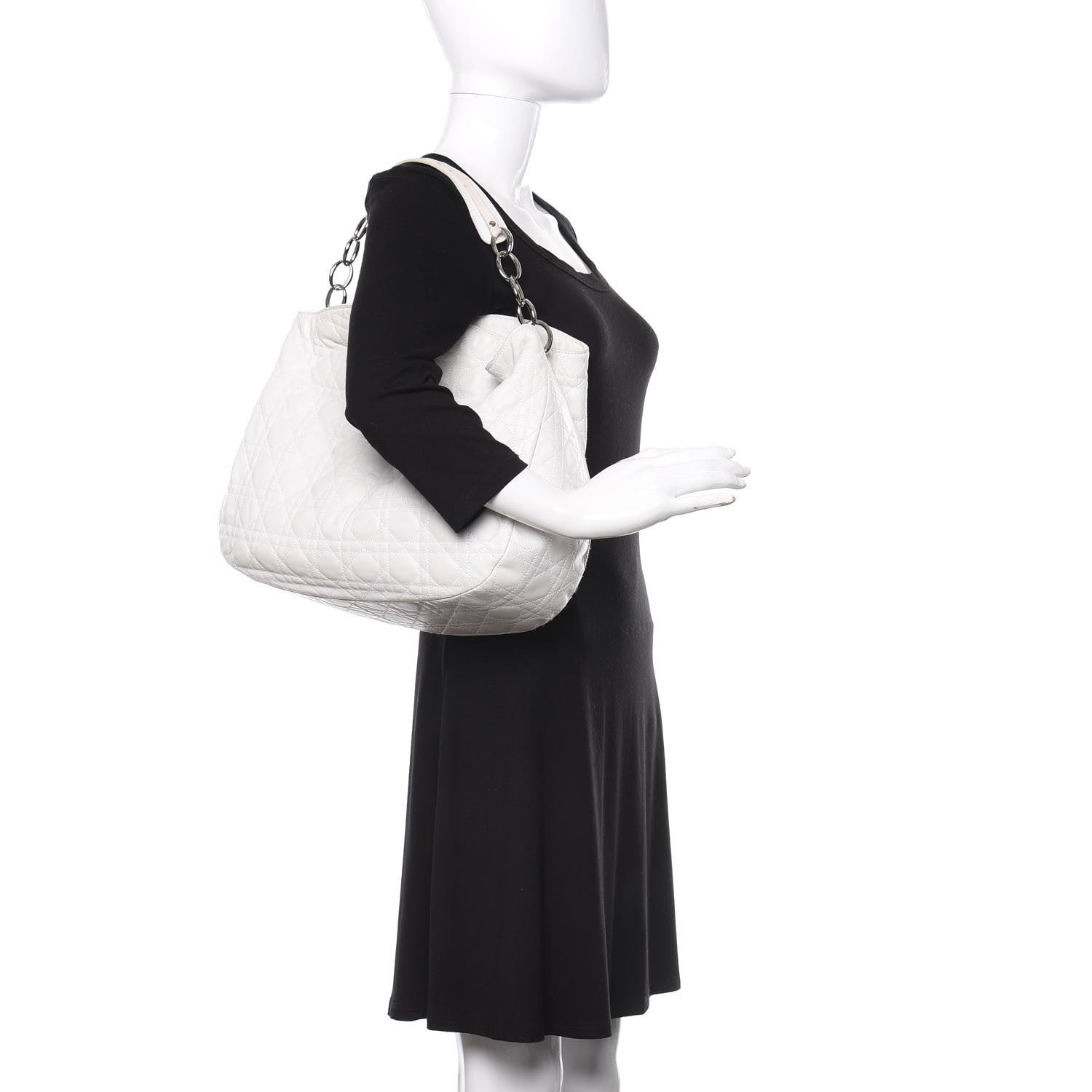 Christian Dior Lambskin Cannage Medium Dior Soft Hobo White 2 of 19