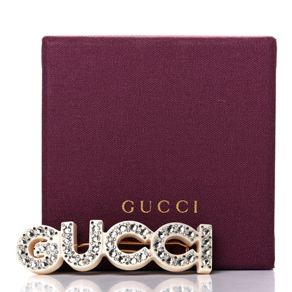 Gucci Resin Crystal Logo Hair Slide Ivory 4 of 4