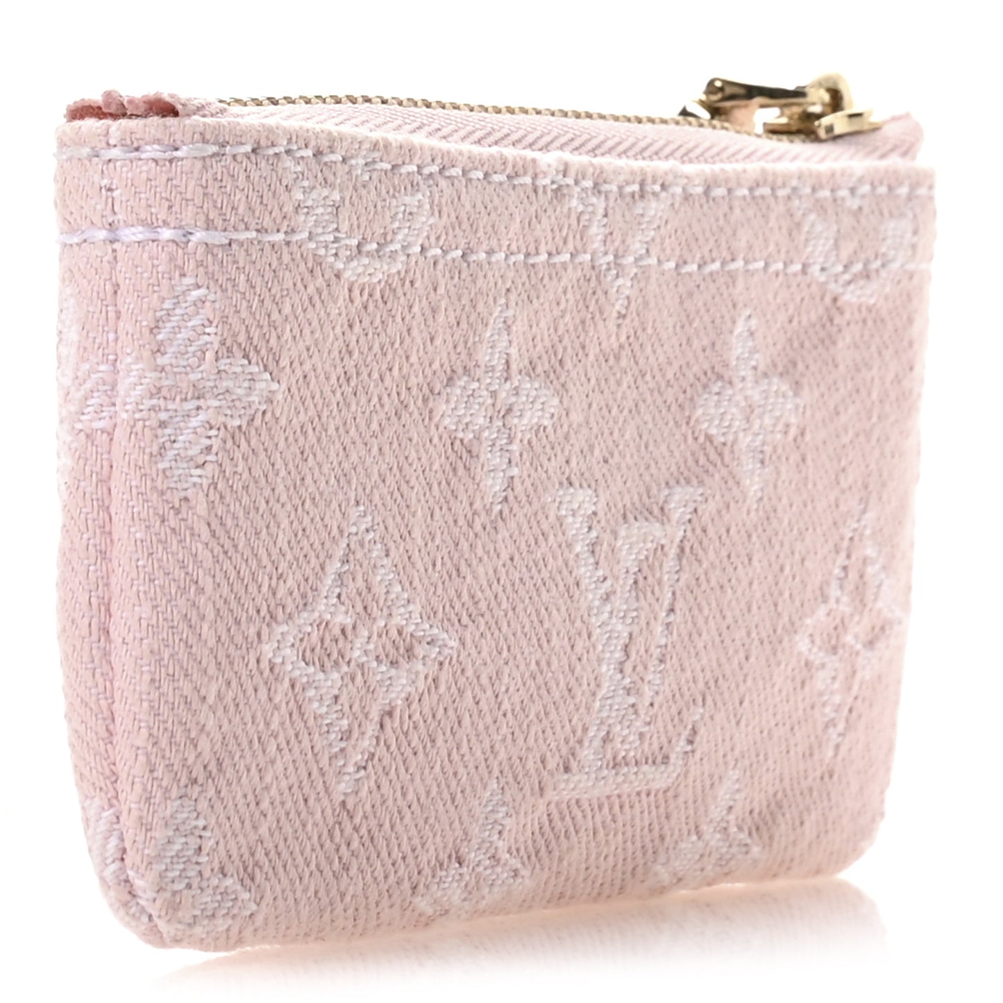 Monogram Denim Key Pouch Washed Pink