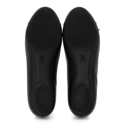 Louis Vuitton Calfskin Monogram Bow Ballerina Flats 38 Black 5 of 10