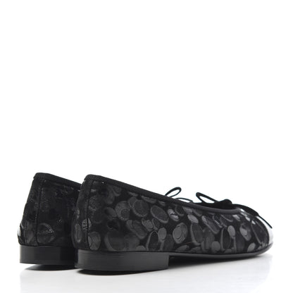 Chanel Patent Suede CC Cap Toe Ballerina Flats 35.5 Black 4 of 16