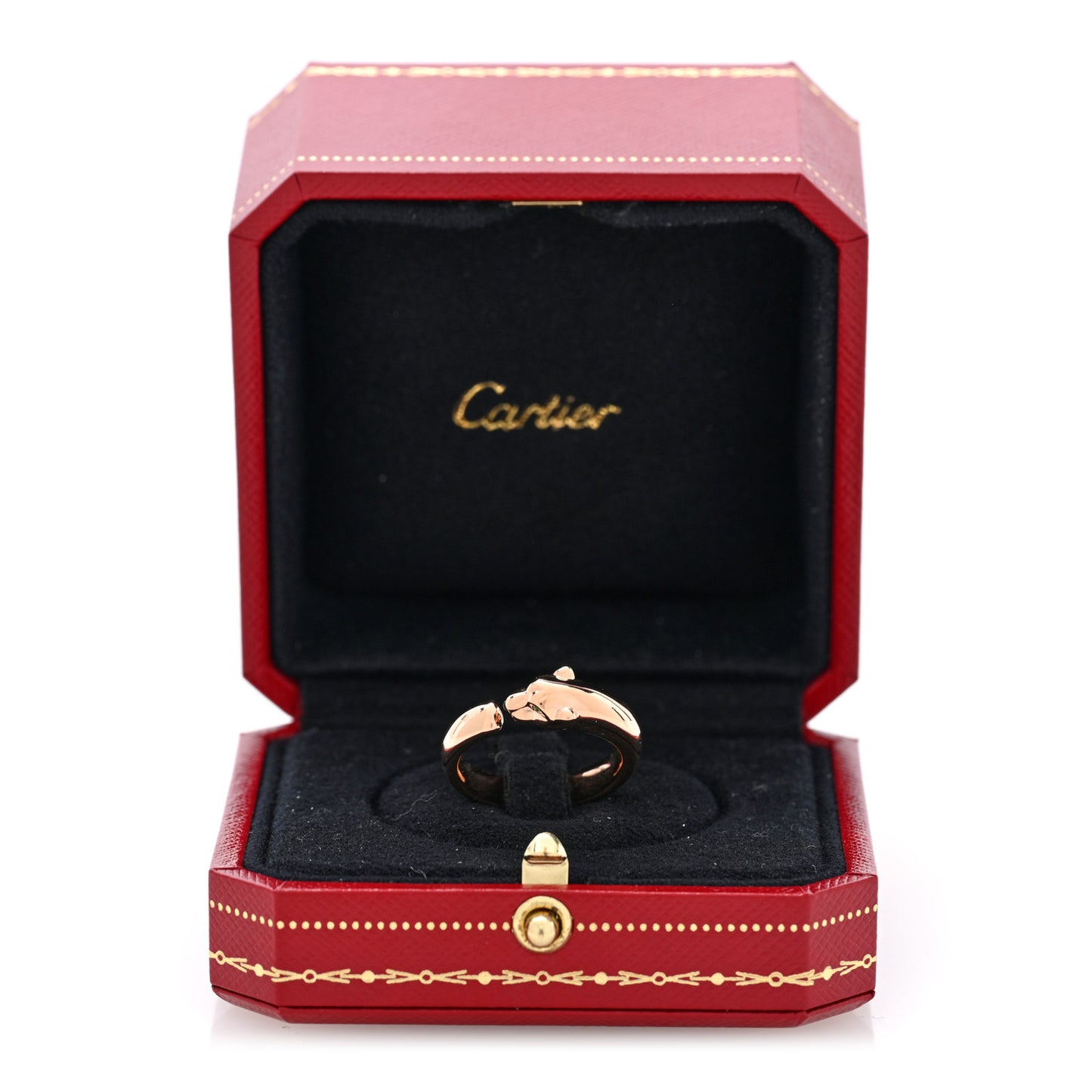 18K Pink Gold Tsavorite Black Onyx Panthere De Cartier Ring 56 7.5