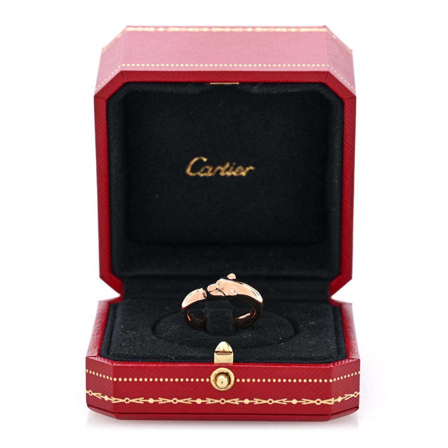 Cartier 18K Pink Gold Tsavorite Black Onyx Panthere De Cartier Ring 56 7.5 6 of 6