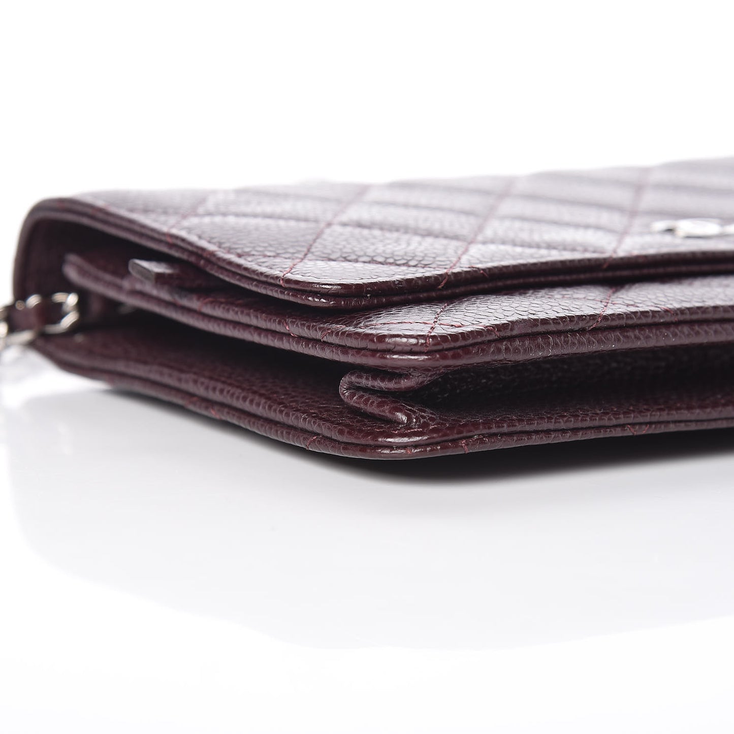 Caviar Quilted Wallet on Chain WOC Burgundy