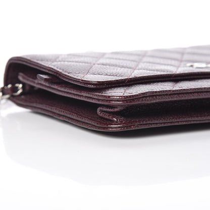 Chanel Caviar Quilted Wallet on Chain WOC Burgundy 5 of 12