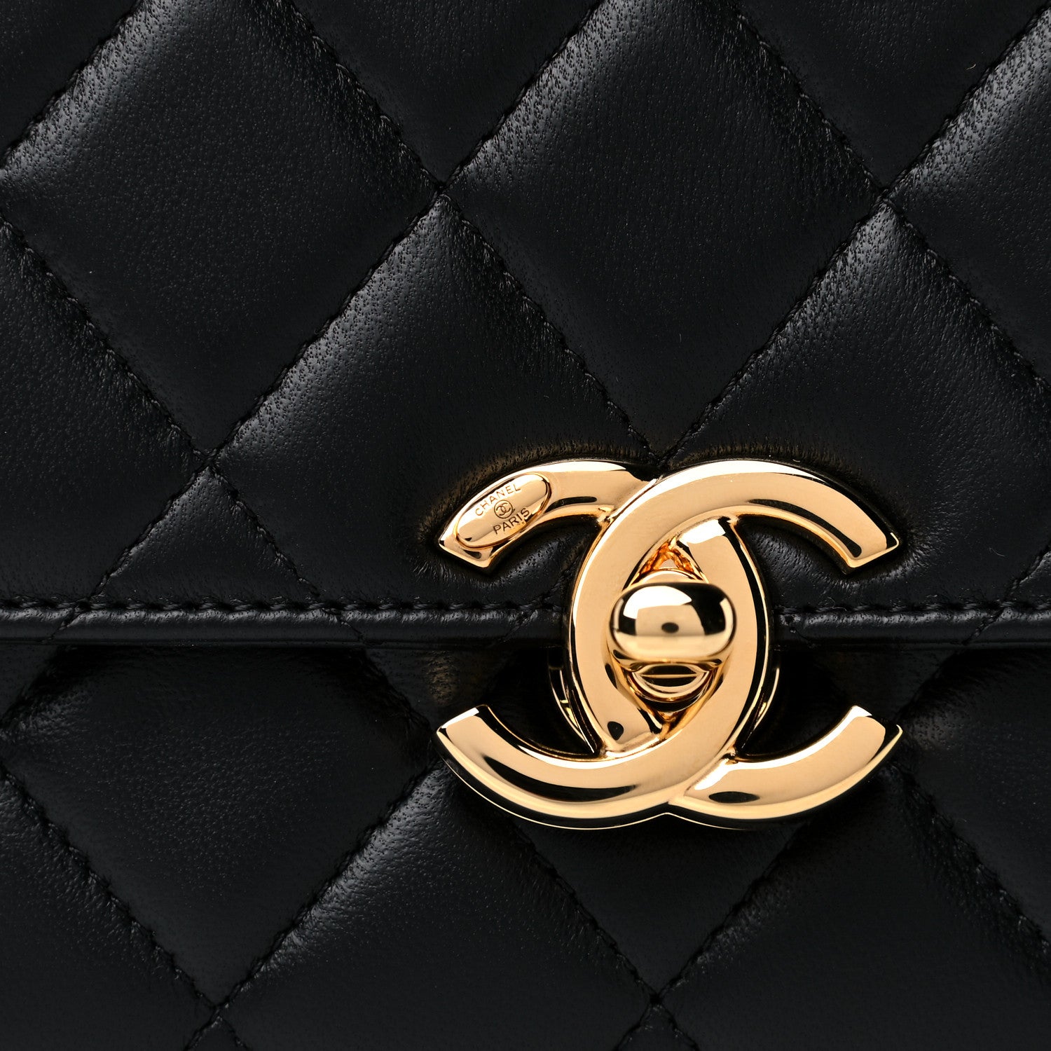 Chanel Lambskin Quilted Mini Golden Plate Flap Black 13 of 14