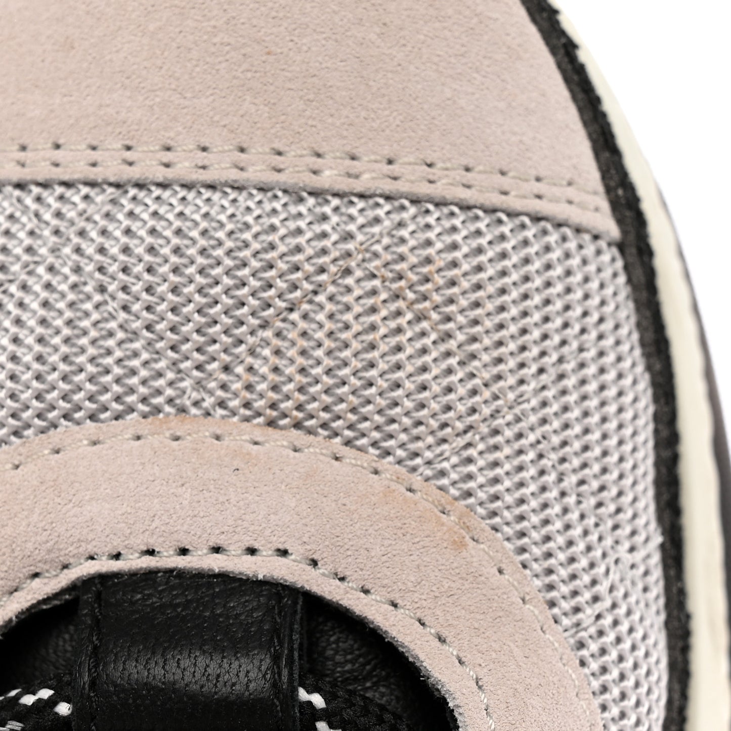 Mesh Suede Calfskin Quilted Sneakers 37.5 Light Pink Beige
