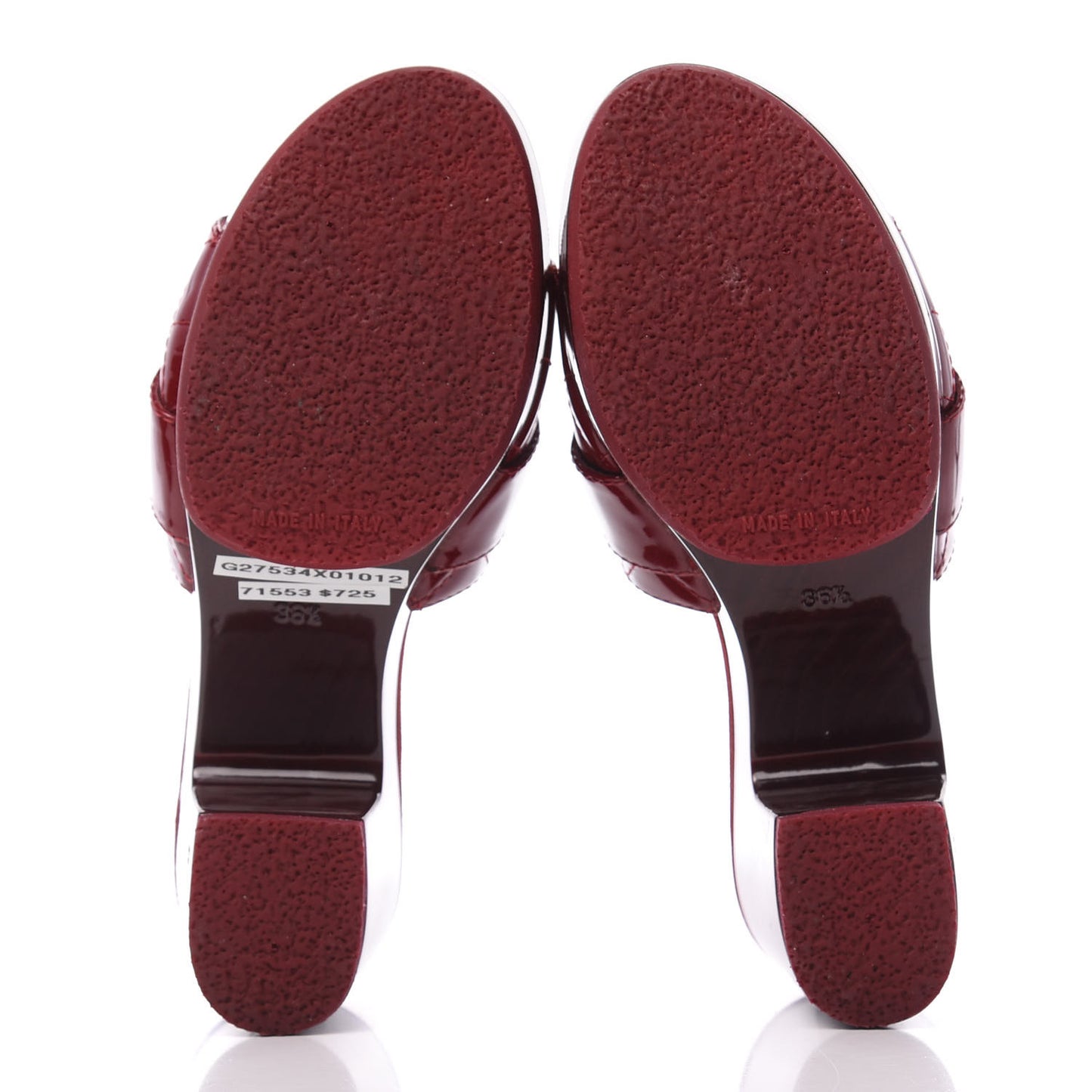 Patent Quilted Turn Lock CC Platform Mule 36.5 Rouge