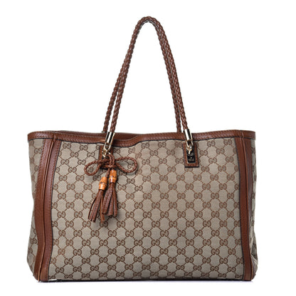 Gucci Monogram Cellarius Calfskin Medium Bella Tote Beige Ebony Cuir 1 of 11
