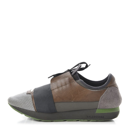 Balenciaga Mesh Calfskin Neoprene Suede Mens Race Runner Sneakers 41 Grise 1 of 11