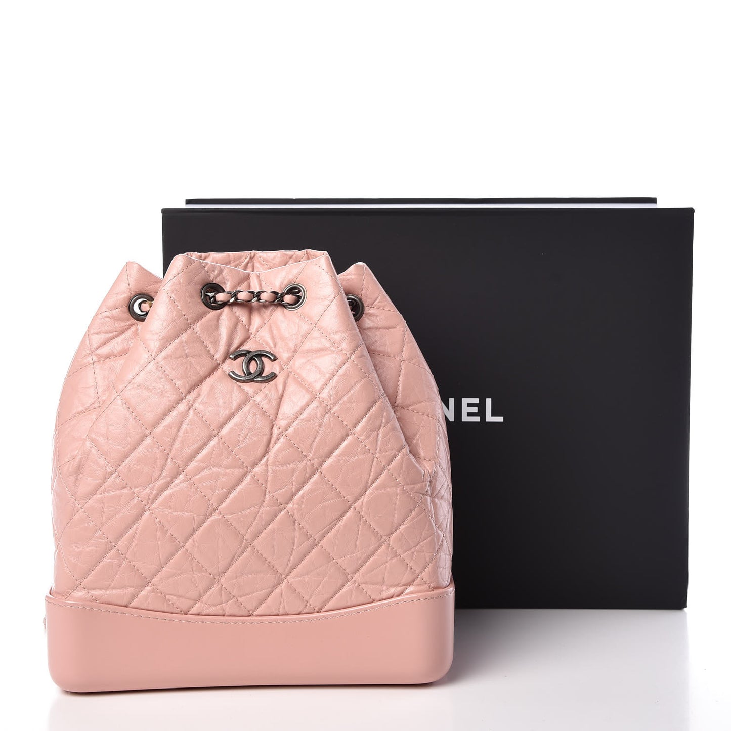 Aged Calfskin Quilted Gabrielle Backpack Light Pink
