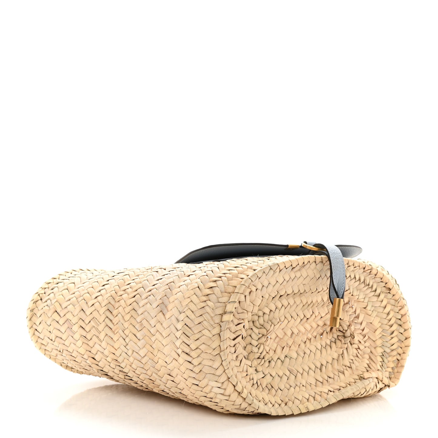 Raffia Small Grain Calfskin Medium Marcie Basket Shady Blue