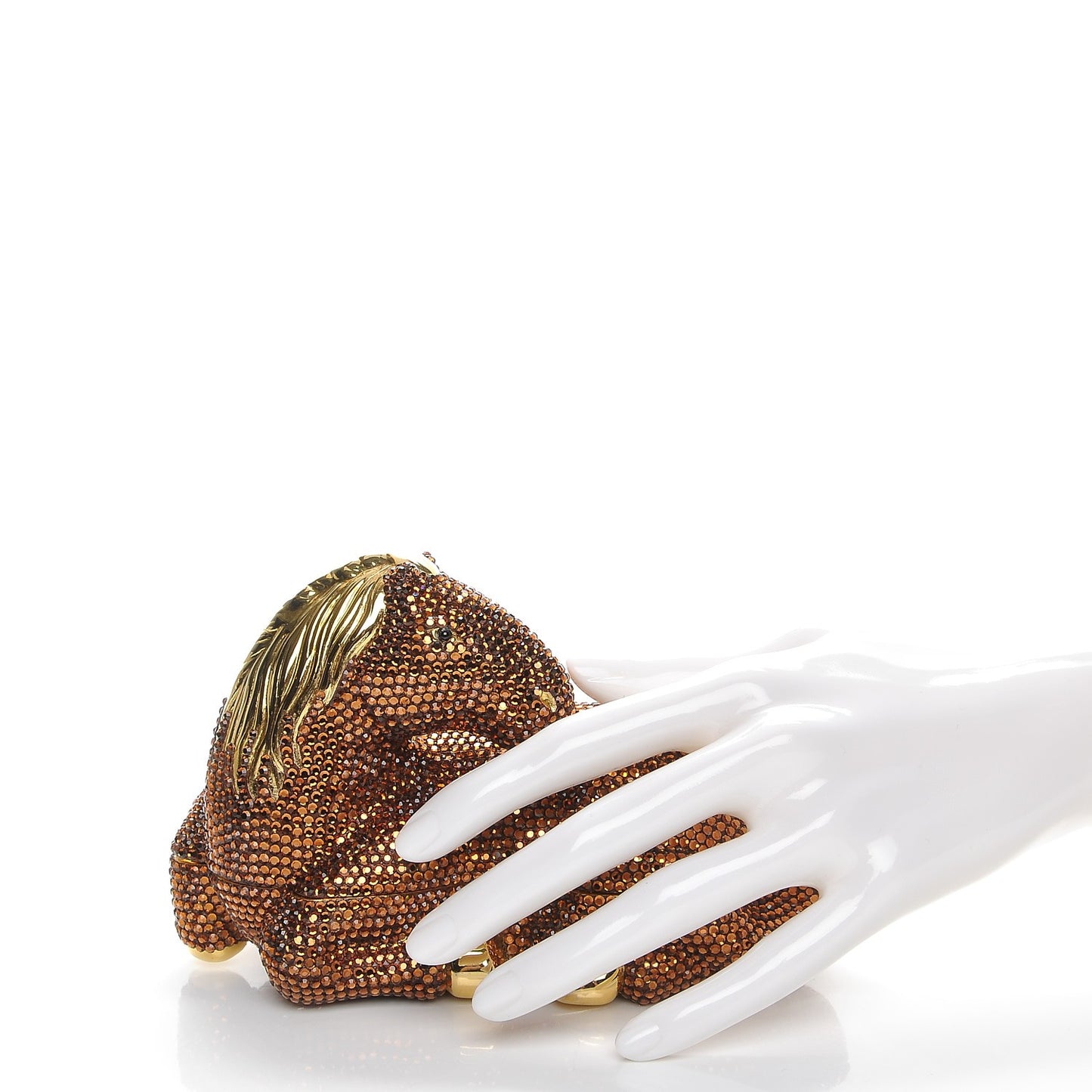 Crystal Horse Minaudiere Clutch Bronze Gold