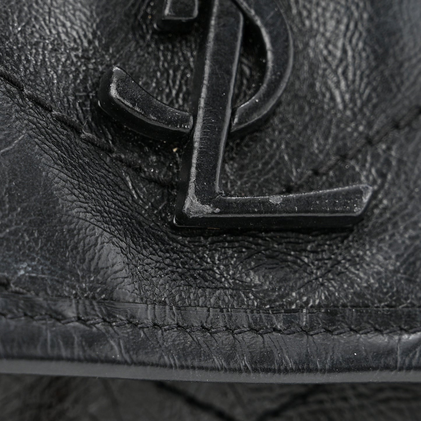 Crinkled Calfskin Matelasse Monogram Medium Niki Chain Satchel Black