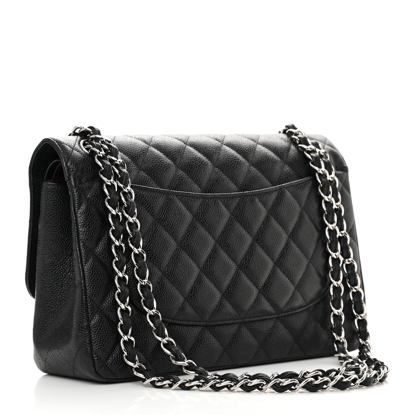 Caviar Quilted Jumbo Double Flap Black