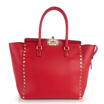 Valentino Garavani Vitello Rockstud Double Handle Tote Rosso Valentino 1 of 7