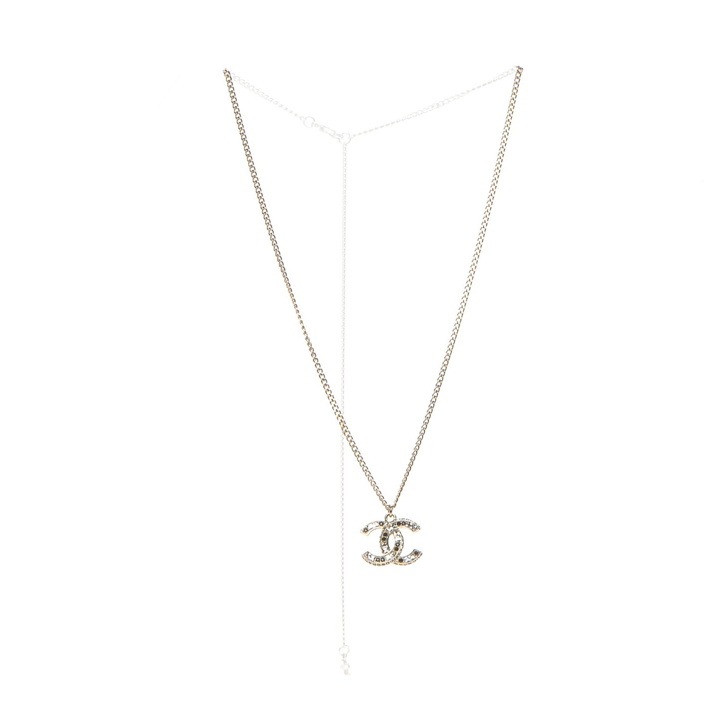 Baguette Crystal CC Necklace Light Gold Black