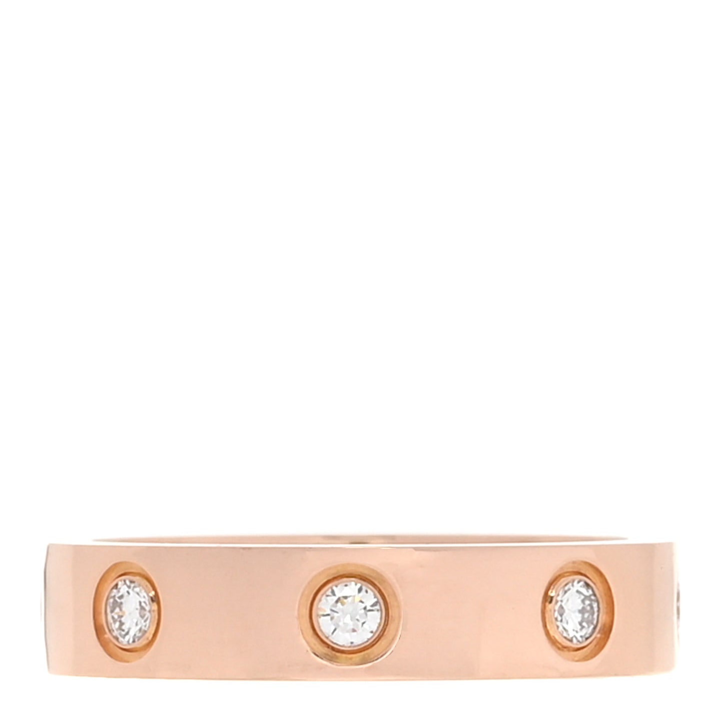 18K Pink Gold 8 Diamond 4mm LOVE Wedding Band Ring 49 5