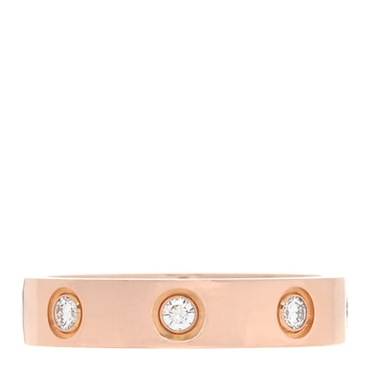 Cartier 18K Pink Gold 8 Diamond 4mm LOVE Wedding Band Ring 49 5 1 of 4