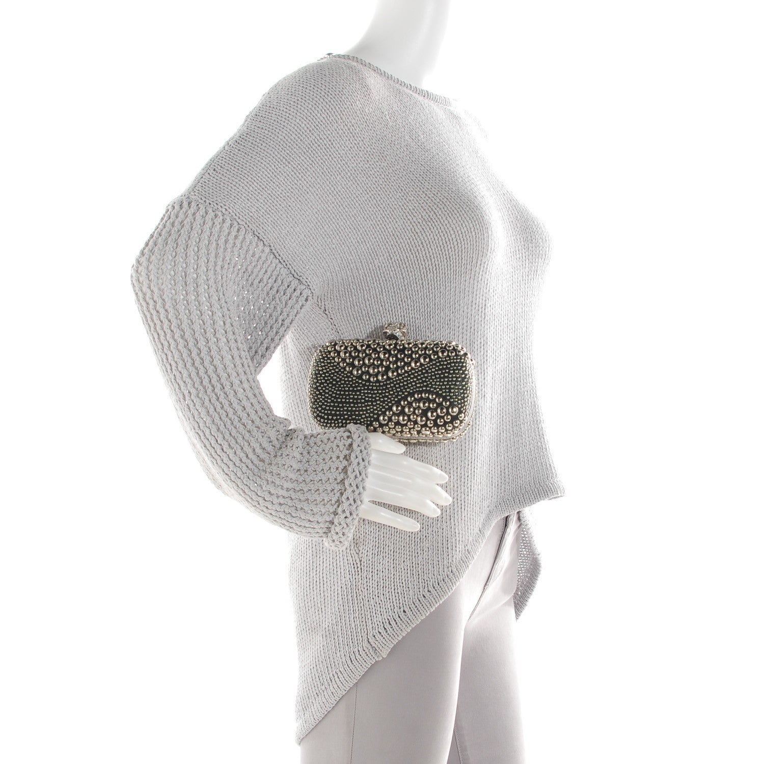 Alexander McQueen Nappa Studded Skull Box Clutch Black 2 of 8