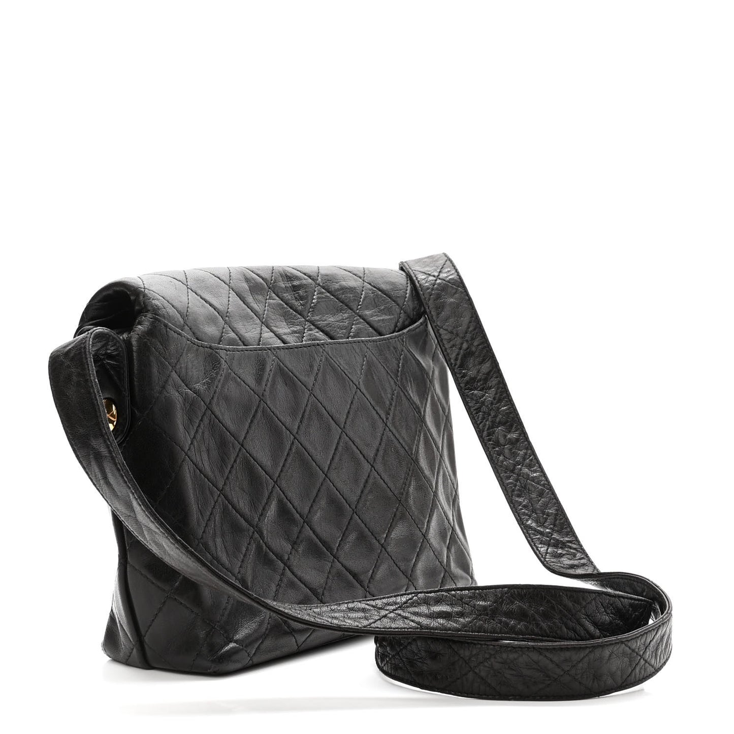 Lambskin Quilted CC Flap Shoulder Bag Black