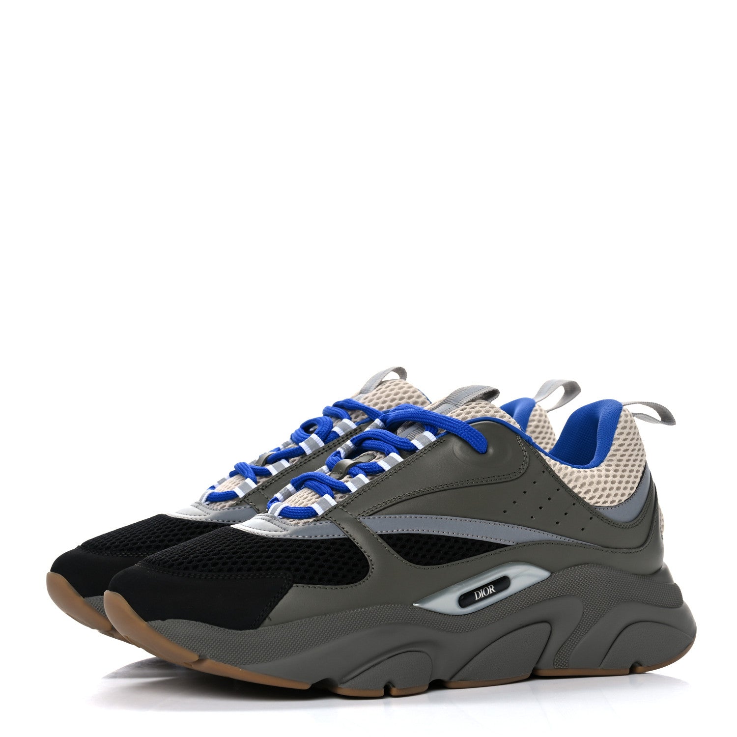 Christian Dior Technical Mesh Calfskin Mens B22 Sneakers 43 Olive Green Black White Grey 3 of 12