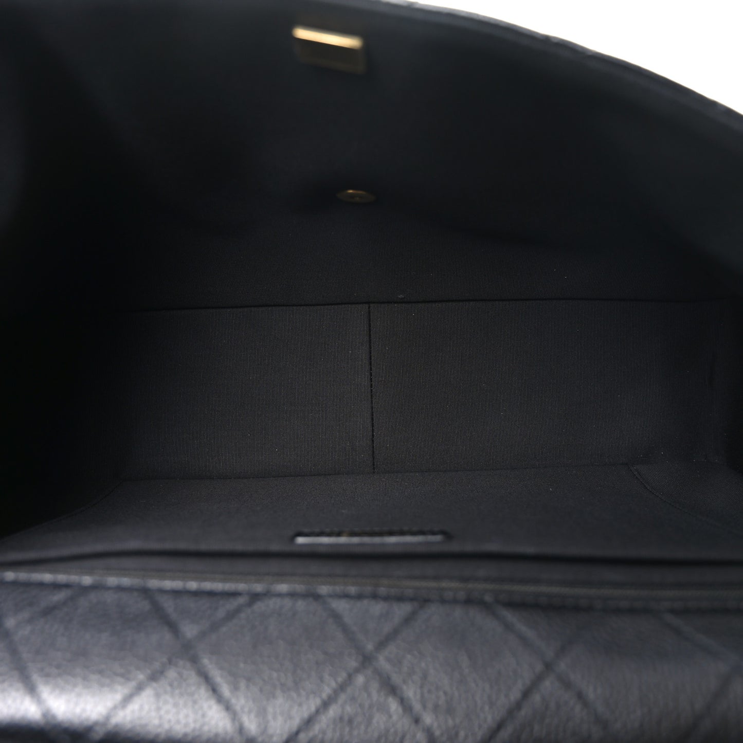 Grained Calfksin Quilted XXL Travel Flap Bag Black