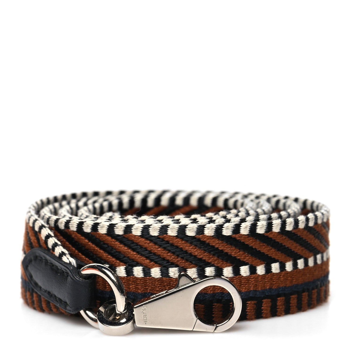 Hermes Toile Swift 25mm Grand Mousquetons Sangle Cavale Shoulder Strap Noisette Black 1 of 6