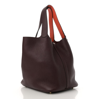 Hermes Taurillon Clemence Swift Eclat Picotin 26 GM Prune Orange Poppy 3 of 11