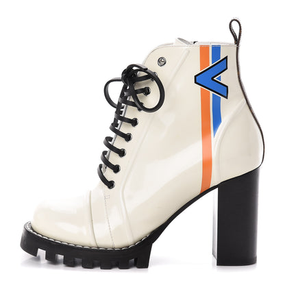 Louis Vuitton Patent Calfskin Spaceship Star Trail Ankle Boots 39 White 1 of 14