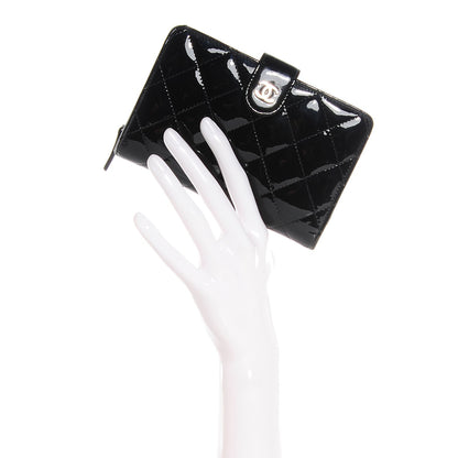 Chanel Patent Quilted Zip Pocket Wallet Black 2 of 8