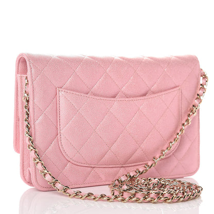 Chanel Iridescent Caviar Quilted Wallet on Chain WOC Rose Pink 3 of 11