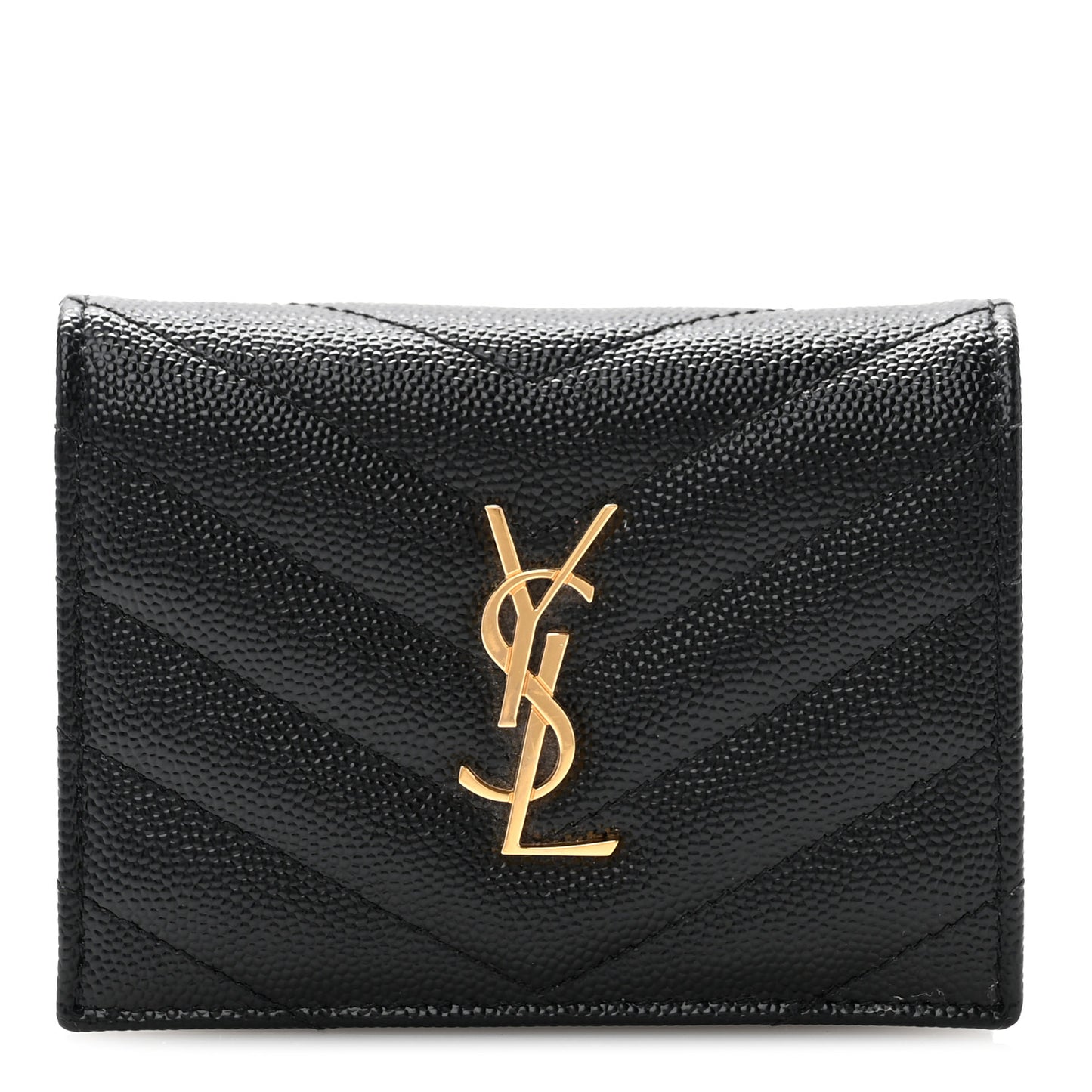 Grain De Poudre Matelasse Chevron Monogram Card Case Black