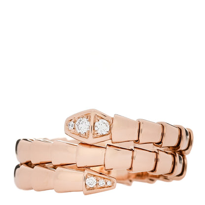 Bulgari 18K Rose Gold Diamond Serpenti Viper Wrap Ring XL 1 of 5