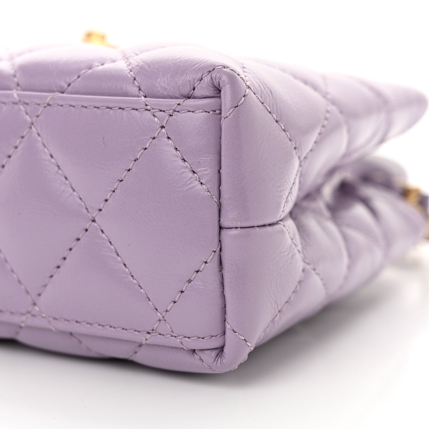 Chanel Shiny Aged Calfskin Quilted Nano Kelly Shopper Lilac 10 of 10