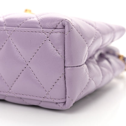 Chanel Shiny Aged Calfskin Quilted Nano Kelly Shopper Lilac 10 of 10