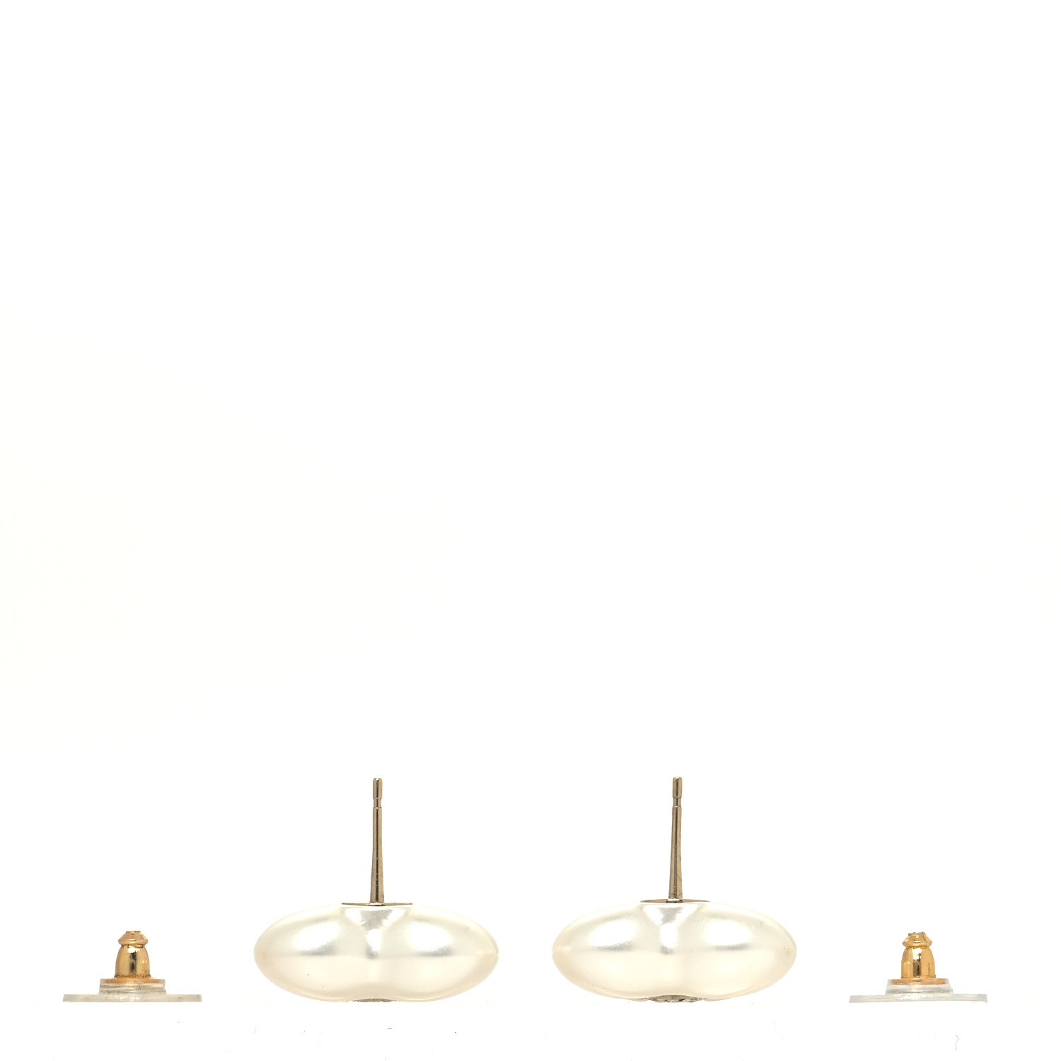 Chanel Pearl Crystal CC Heart Earrings Gold 3 of 4